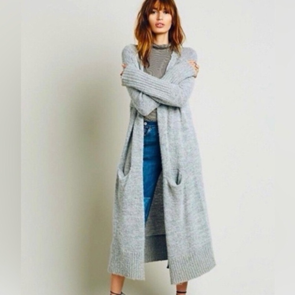 FREE PEOPLE Alpaca Blend longline cardigan duster size Medium